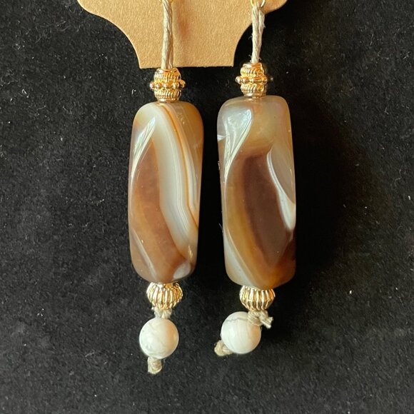 Handmade Brown Agate Earrings - Picture 1 of 2